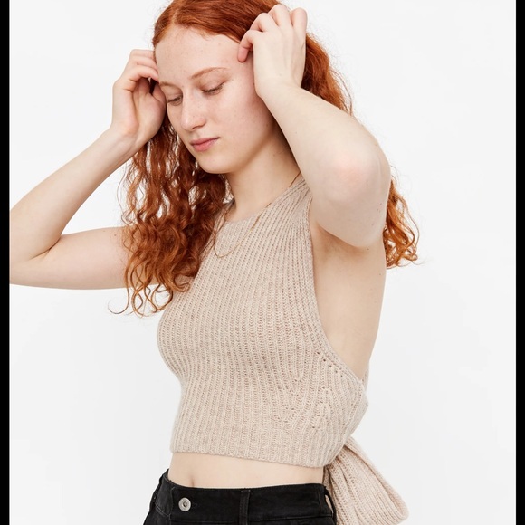GANNI Rib Knit Tie Back Top - Picture 2 of 8